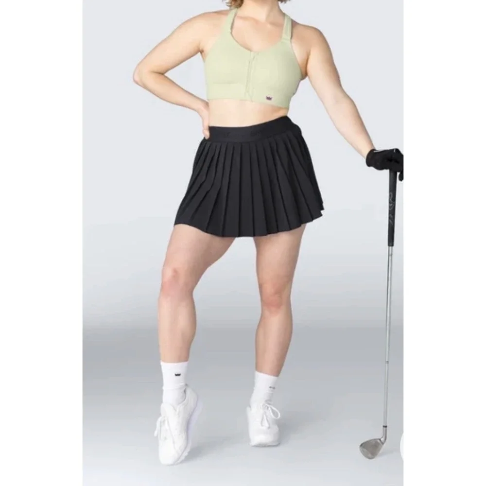 SHEFIT Women Black Pleated Athletic Skort Medium Tennis Golf Skirt New.